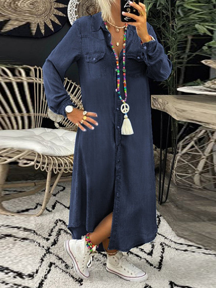Heidrun - Elegantes, lässiges Denim-Hemdkleid