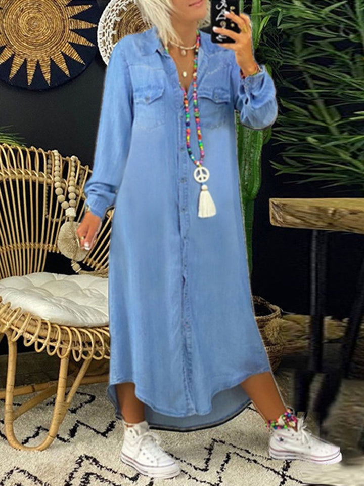 Heidrun - Elegantes, lässiges Denim-Hemdkleid