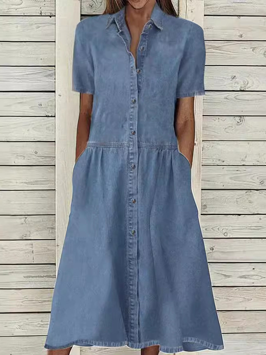 Gisela - Kurzärmliges Jeanskleid