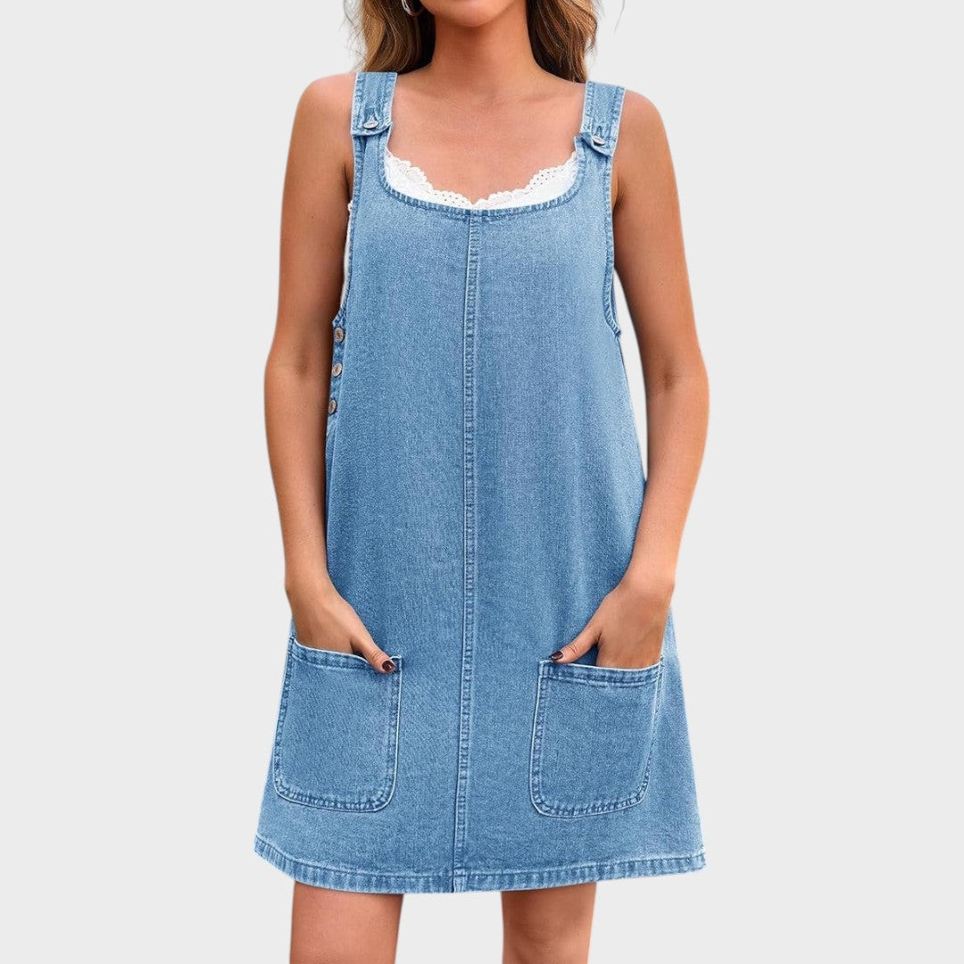 Lisa | Lässiges Denim-Latzhosenkleid