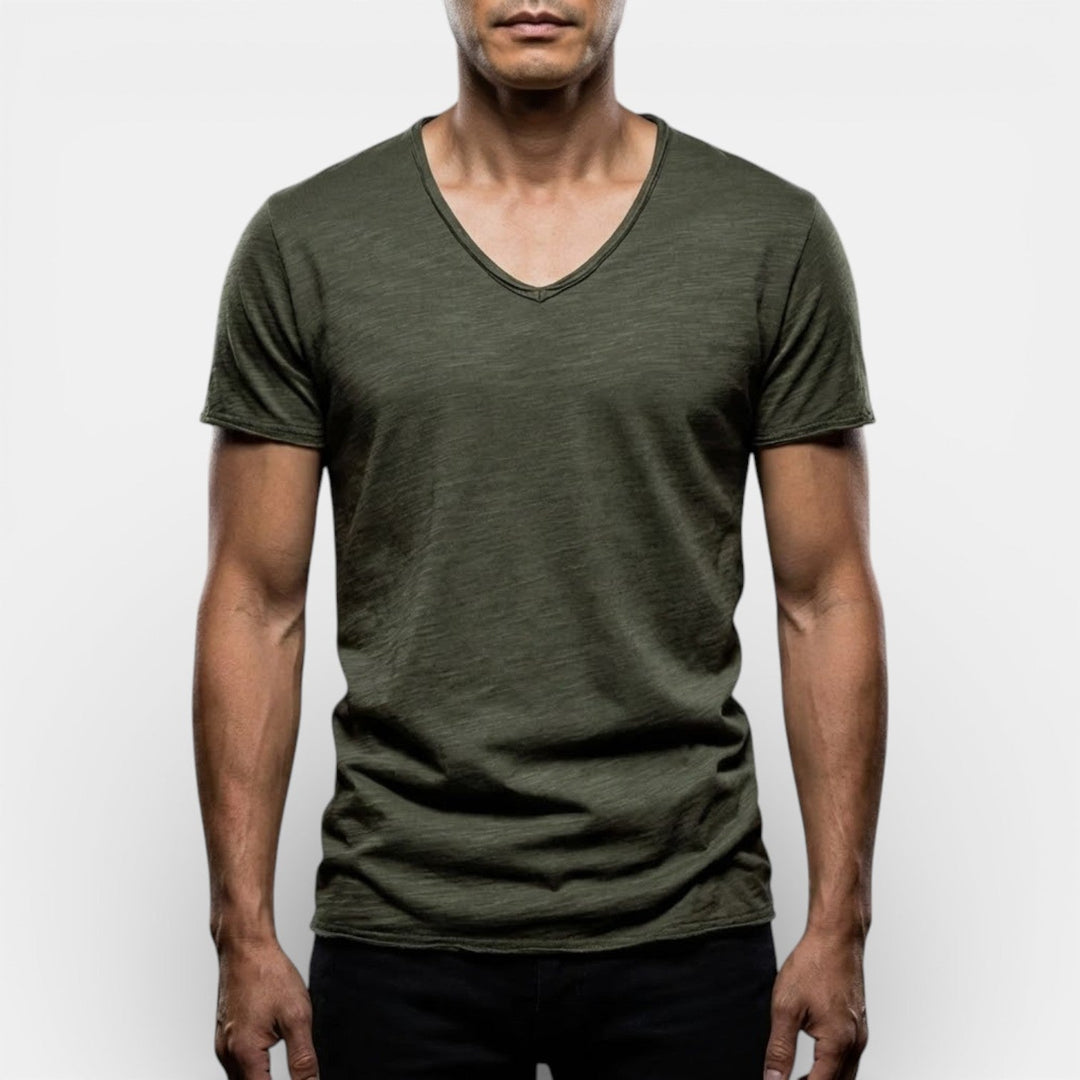 Thees™ | Elastisches Doppelpack-T-Shirt mit V-Ausschnitt