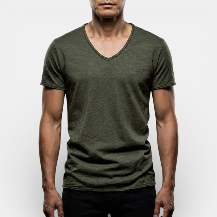 Thees™ | Elastisches Doppelpack-T-Shirt mit V-Ausschnitt
