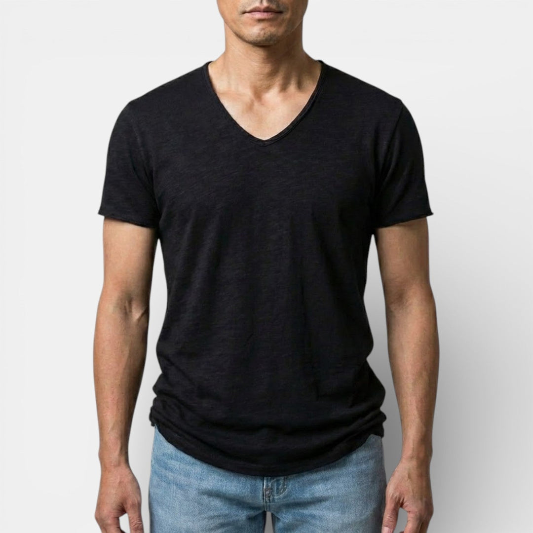 Thees™ | Elastisches Doppelpack-T-Shirt mit V-Ausschnitt