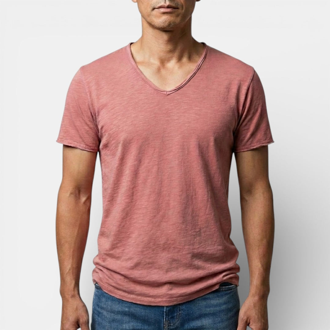 Thees™ | Elastisches Doppelpack-T-Shirt mit V-Ausschnitt