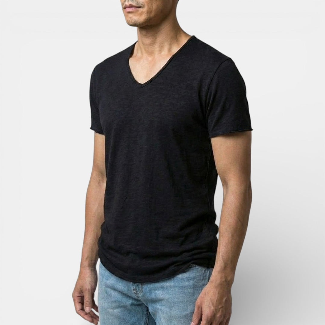 Thees™ | Elastisches Doppelpack-T-Shirt mit V-Ausschnitt