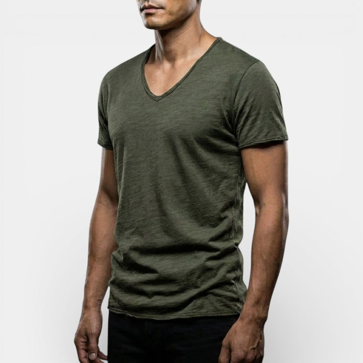Thees™ | Elastisches Doppelpack-T-Shirt mit V-Ausschnitt