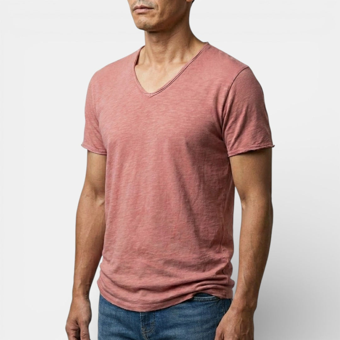 Thees™ | Elastisches Doppelpack-T-Shirt mit V-Ausschnitt