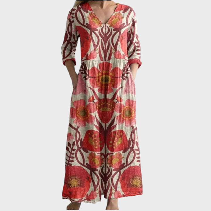 Benedicta | Vintage Floral Maxi-Kleid